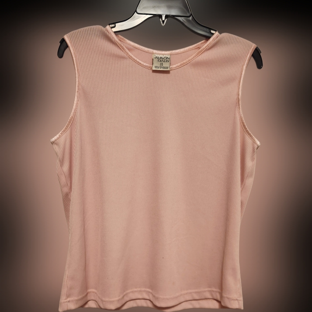 ALLISON  DALEY Light Pink Ribbed Tank Top
